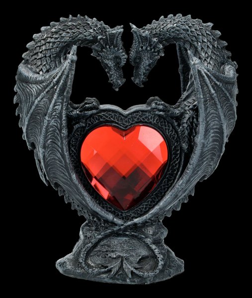 Dragon Figurine - Couple with red Heart