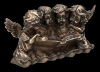 Angel Figurine - Four Cherubs reading book bronzed