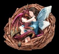 Elfen Figur kuschelt mit Drache - Love Nest
