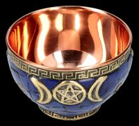 Ritual Copper Bowl with Triple Moon Blue