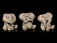 Three Wise Baby Elephant Figurines - No Evil