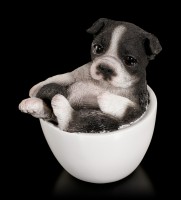 Hunde Figur mini - Boston Terrier Welpe Tasse