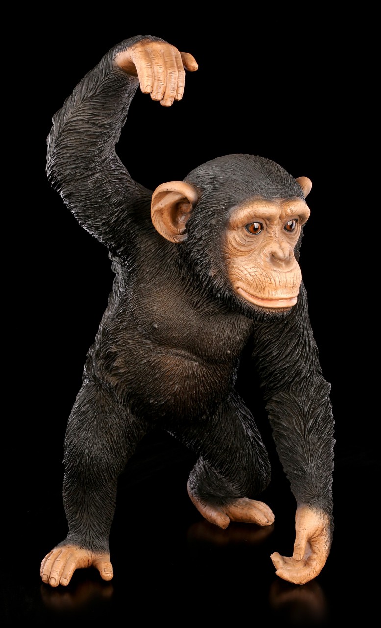Gartenfigur - Schimpanse mit erhobenem Arm