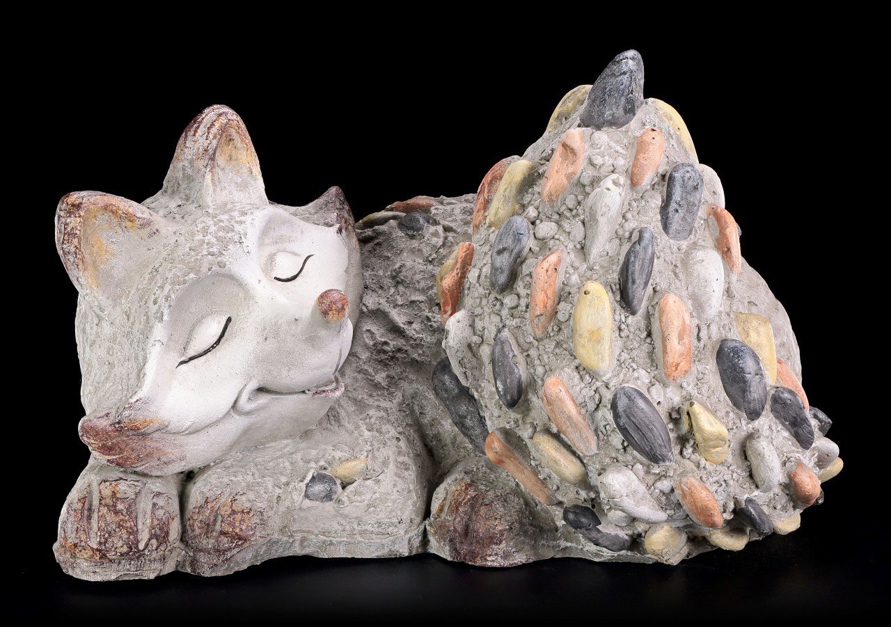 Garden Figurine - Lying Fox in Stone Look
