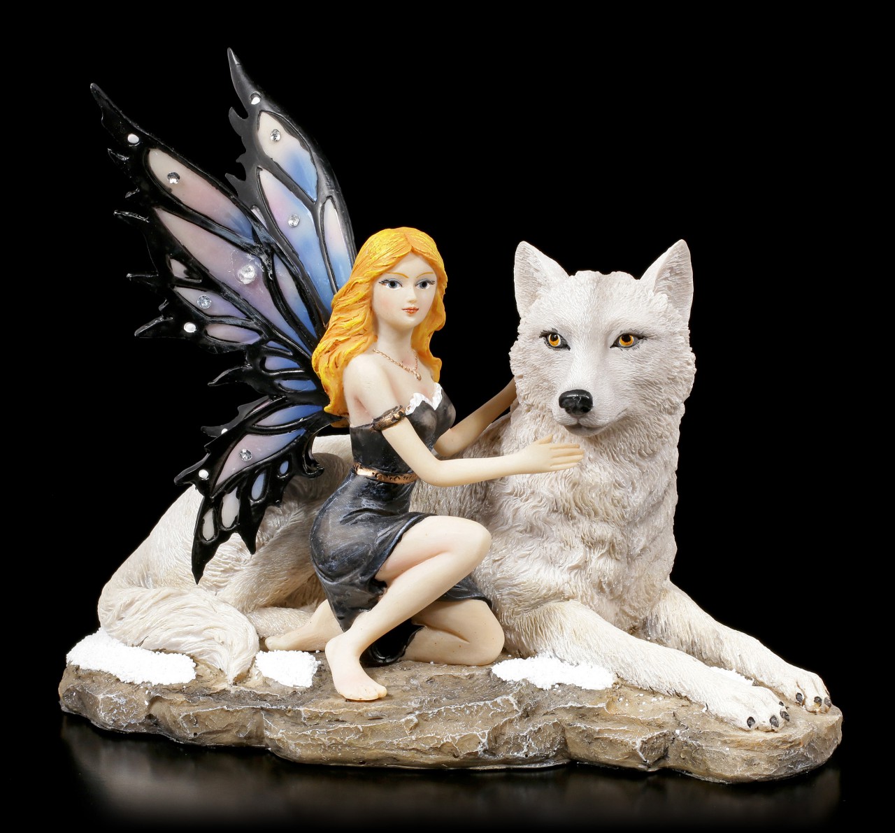 Fairy Figurine - Anhia with white Wolf