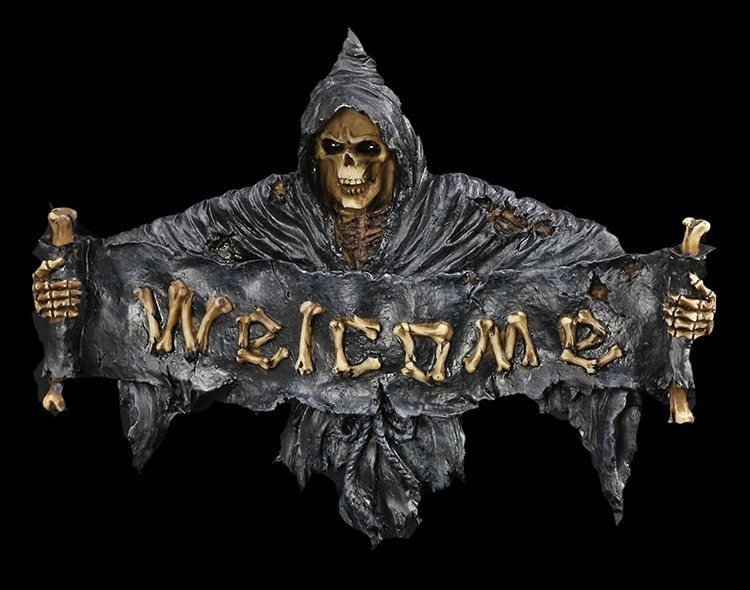Der Tod Welcome Wilkommen Tür Schild Gothic Hell 