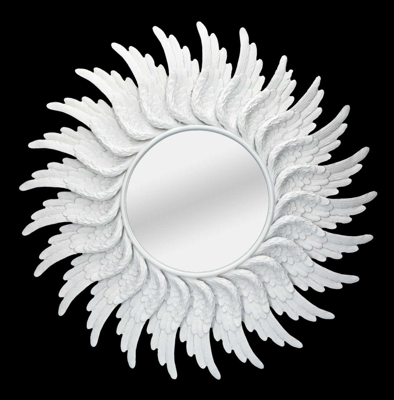 Round Wall Mirror - Angel Wings white