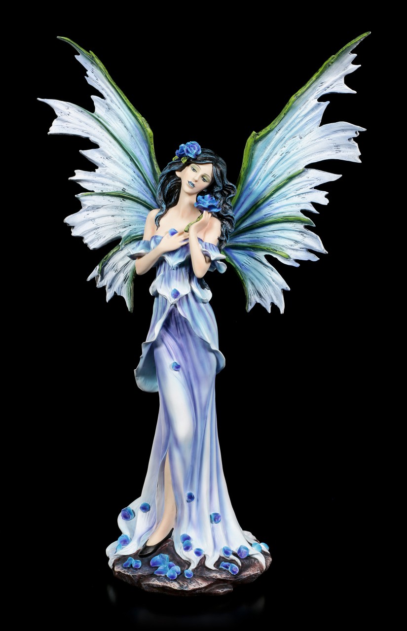 Große Elfen Figur - Rina mit blauen Rosen