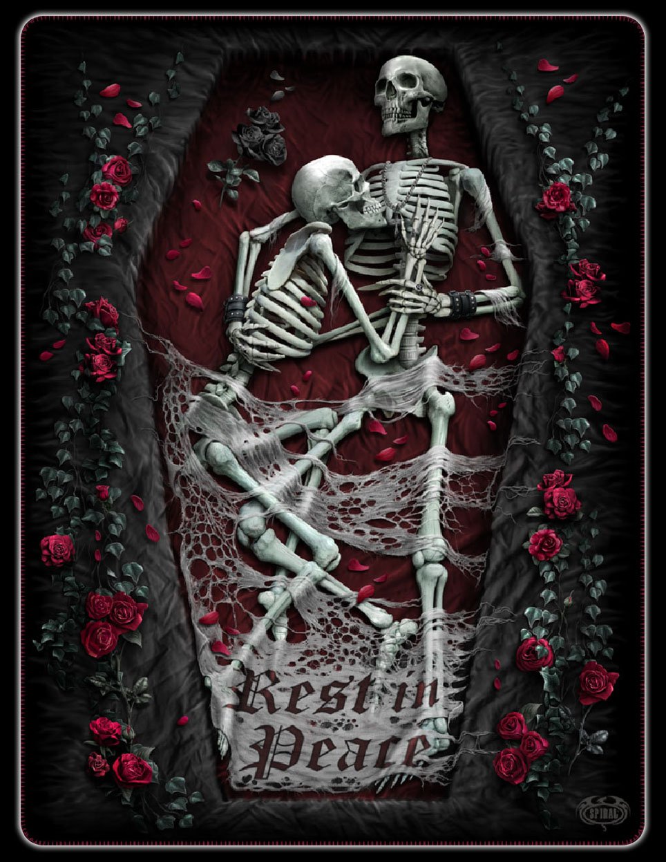 Fleecedecke Skelette - Rest in Peace