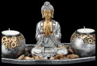 Buddha Figur - 2er Teelichthalter Deko Set