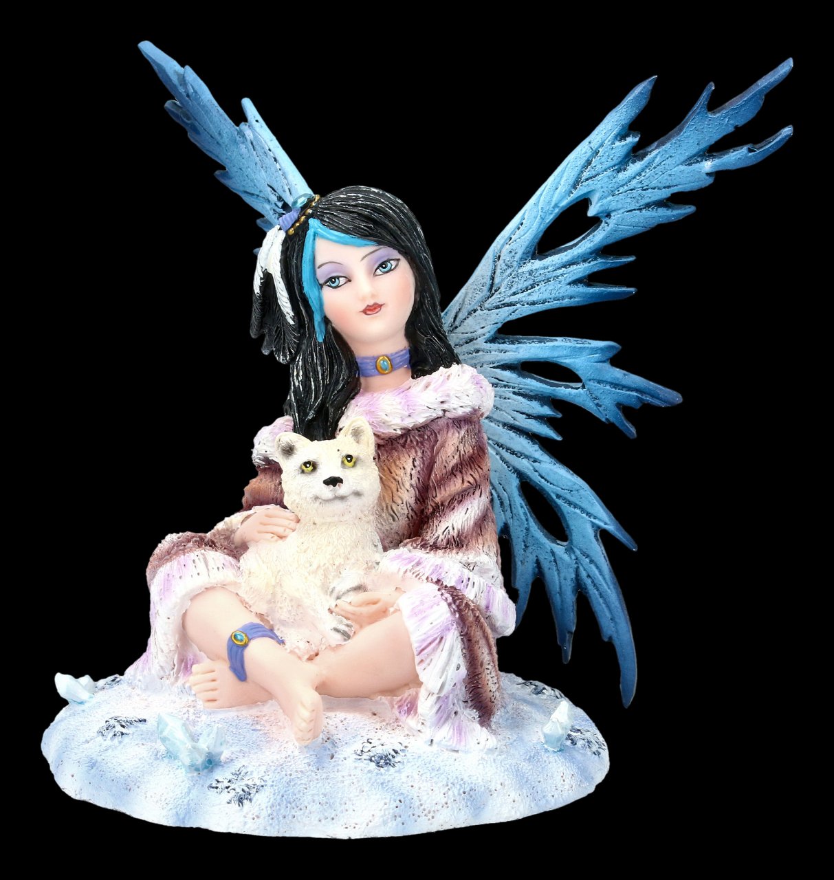 Winter Fairy Figurine - Fiona with Wolf Baby