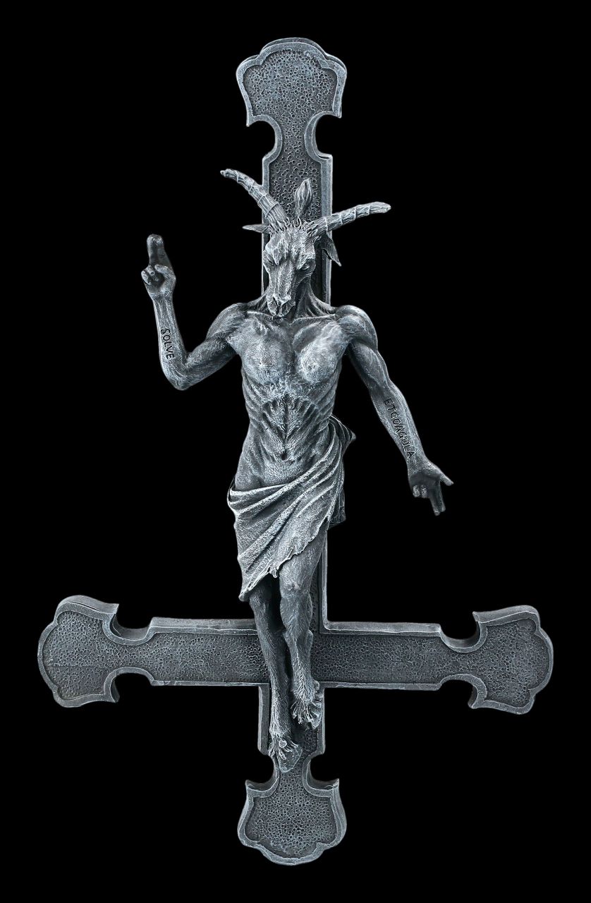 Baphomet am Petruskreuz zum hängen 30 cm Sensenmann Gothic Totenschädel Figur 
