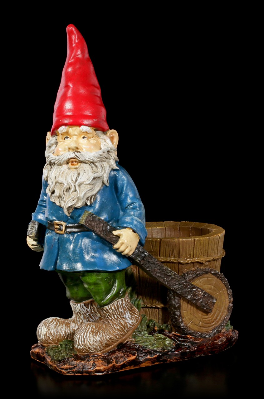 Garden Gnome Figurine with Plant Pot 