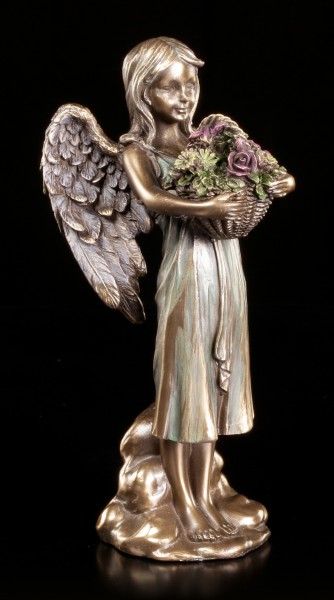 Angel Figurine - Smiling with Flower Basket
