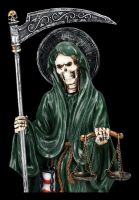 Santa Muerte Figur mit Waage grün