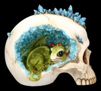 Totenkopf mit Drache - Crystal Cave Blue