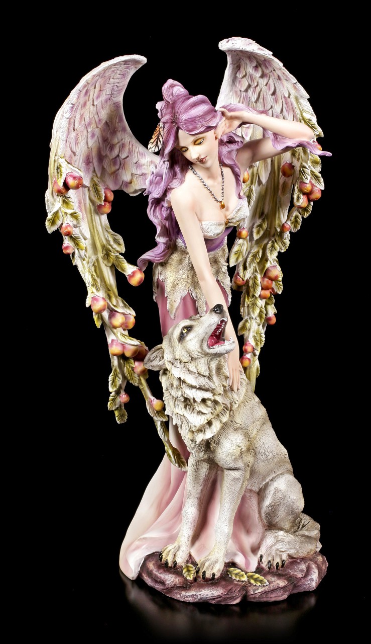 Angel Figurine - Lupiana strokes Wolf
