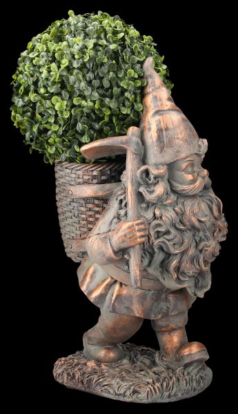 Gartenzwerg Figur mit Rucksack als Pflanztopf