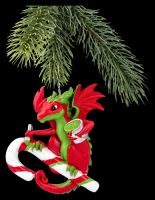 Weihnachtsbaumschmuck - Drache auf Zuckerstange