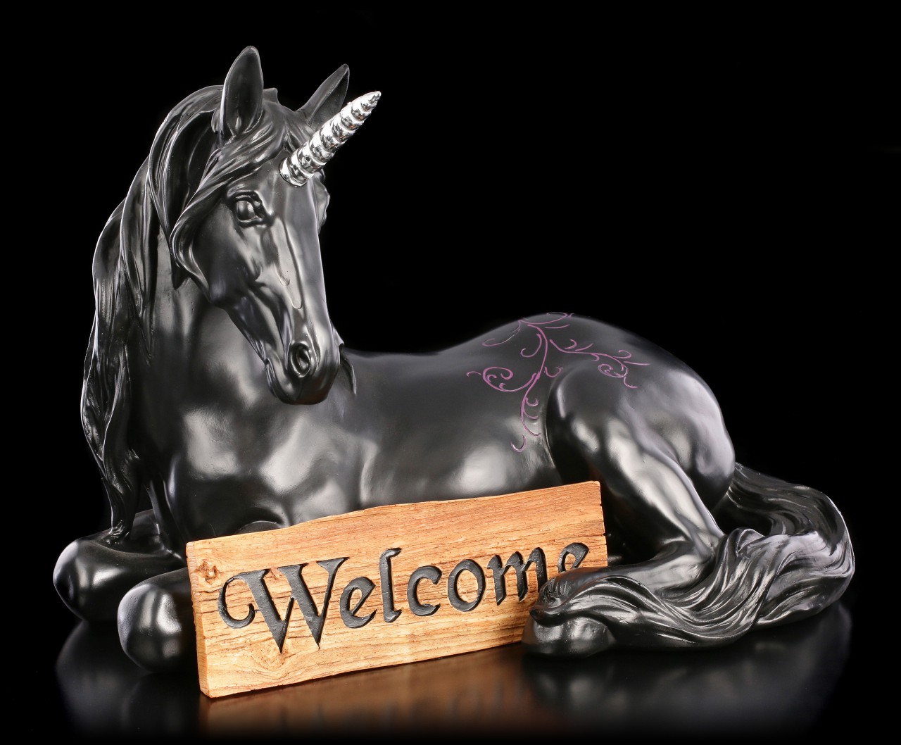 Black Unicorn Figurine - Welcome