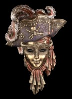 Venezianische Maske mit Hut und Federn Veronese Maske Deko Wanddeko 