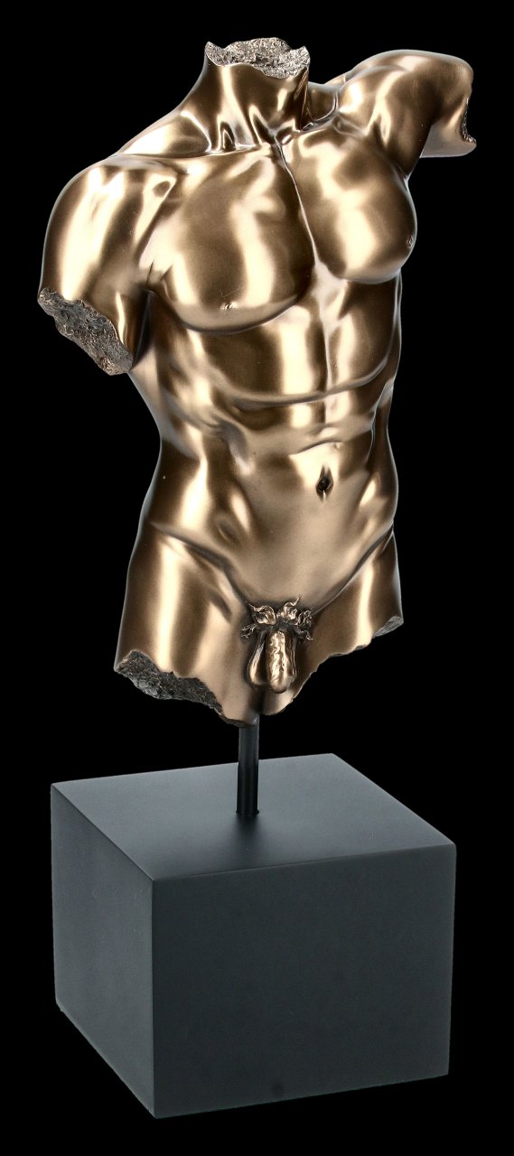 Male Nude Figurine - Torso on black Monolith