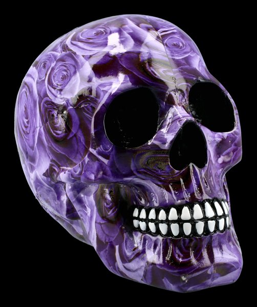 Colourfull Skull with Roses - Purple Romance