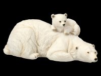 Gartenfigur - Eisbär mit Jungem auf Rücken