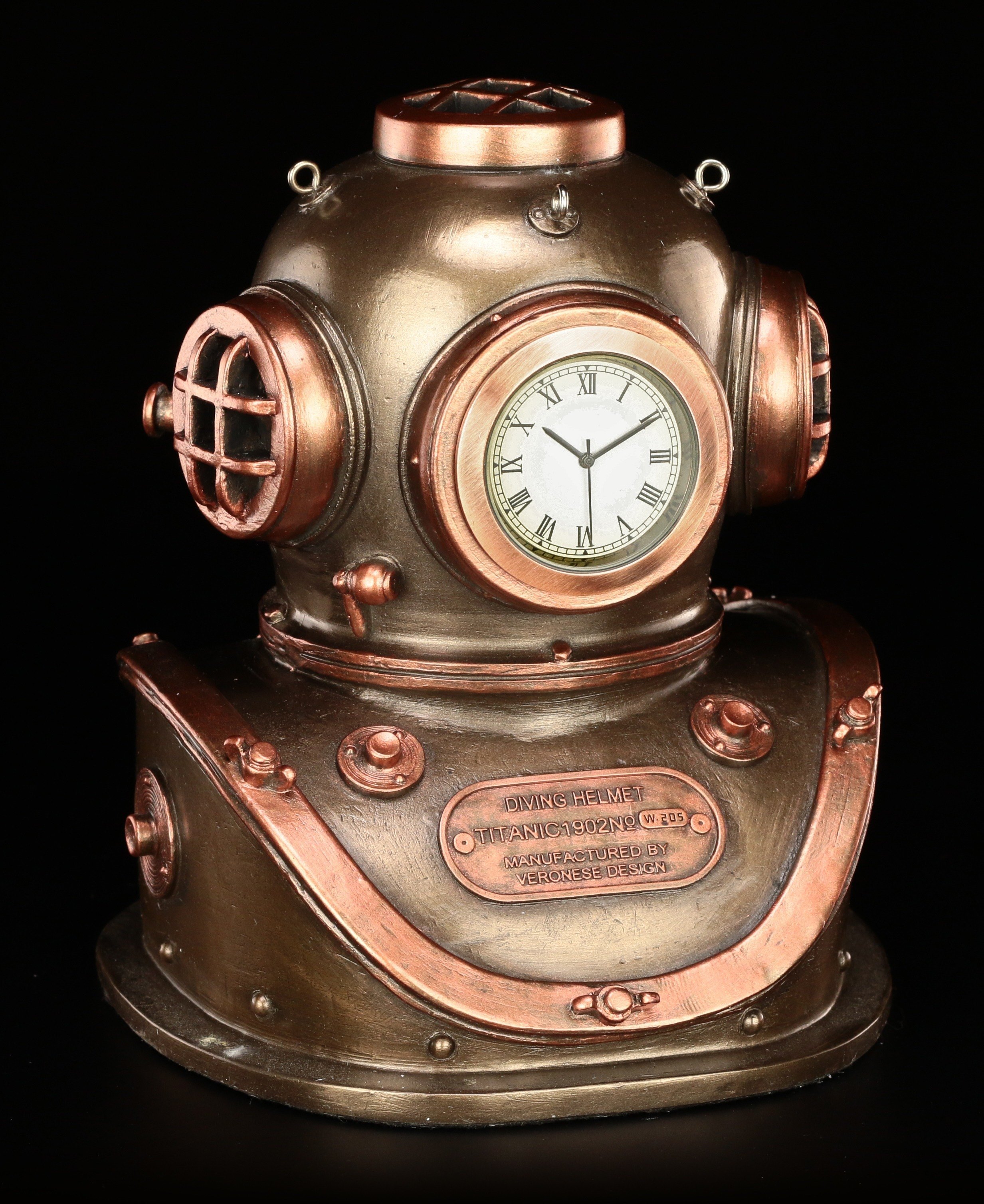 Tischuhr Steampunk Krake Kaminuhr Taucherhelm Uhr Veronese Tintenfisch Figur 