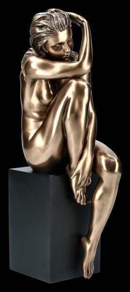 Female Nude Figurine - On Monolith turning Inward