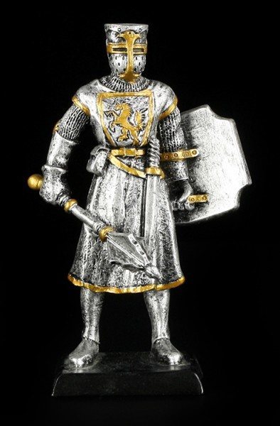 Kleine Ritter Figur mit Streitkolben und Schild