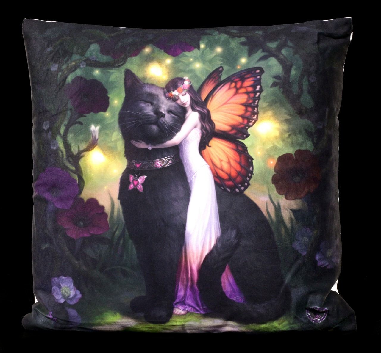 LED Kissen mit Katze und Elfe - Cat & Fairy