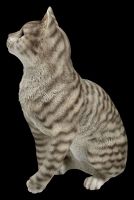 Gartenfigur - Katze sitzend grau getigert