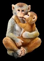 Gartenfigur Affen - Baby umarmt Mama