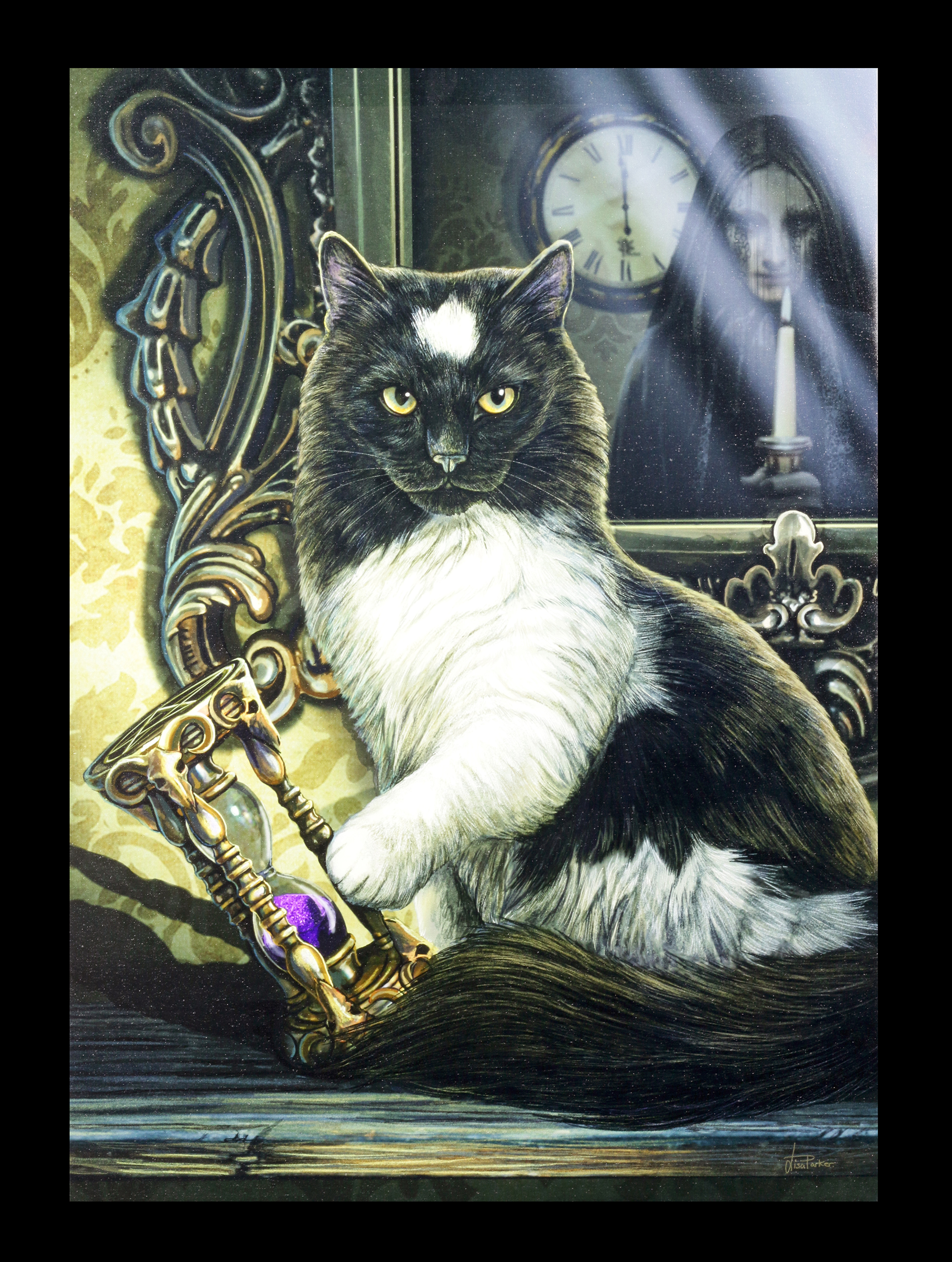 WITCHES APPRENTICE Canvas Wall Art Plaque LISA PARKER  wicca fantasy cat 