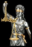 Mittlere Justitia Figur - Göttin der Gerechtigkeit - silber gold