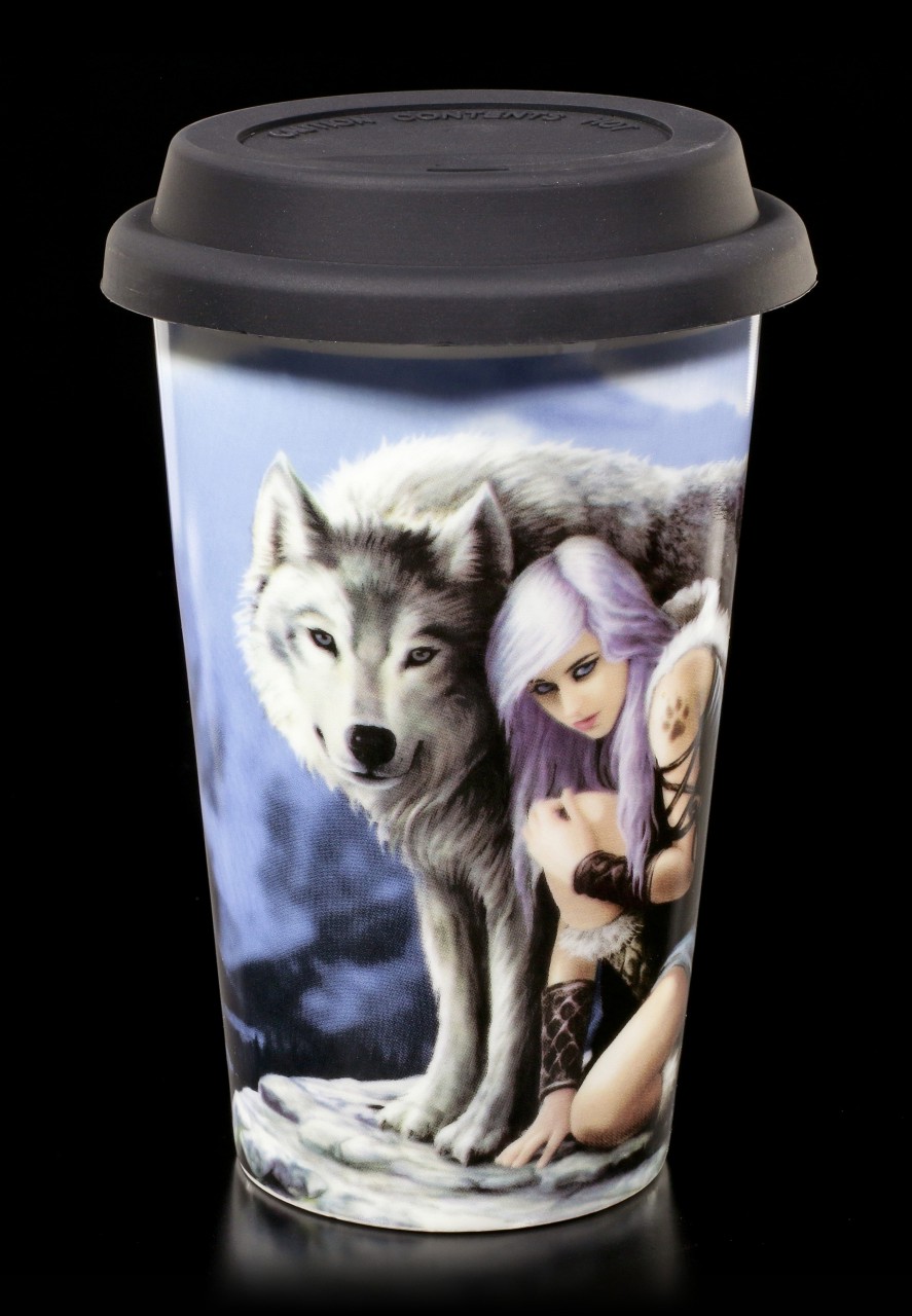 Keramik Becher To Go - Wolf Protector