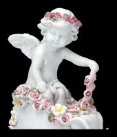 Engel Figur - Putte mit Rosen auf Schuh