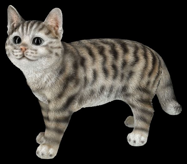 Cat Figurine - Grey Tabby Cat 