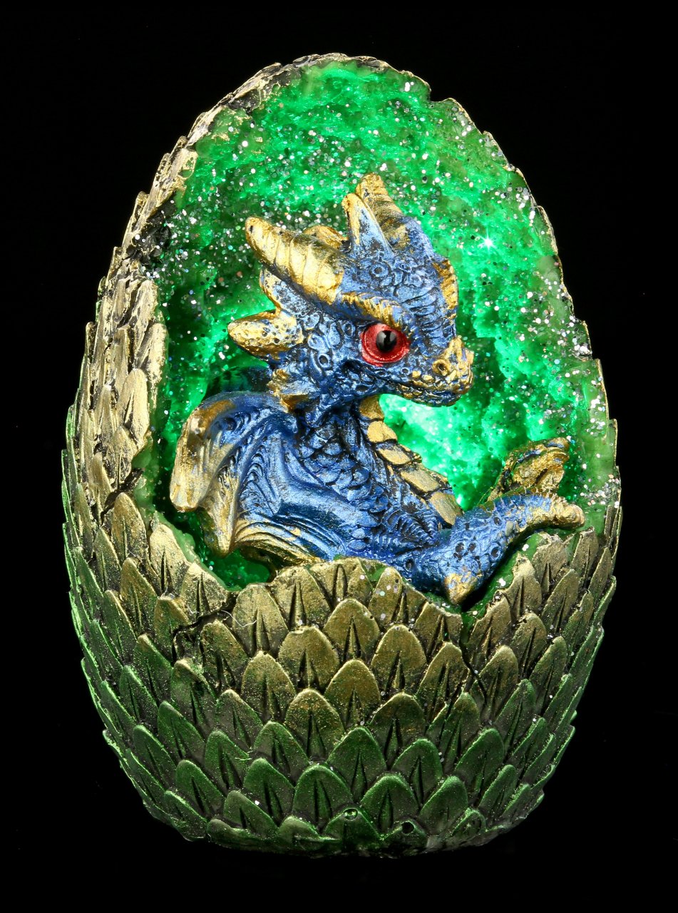 Dragon Figurine with LED - Geode Home - blue