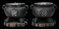 Tealight Holder Set of 2 - Witch's Cauldron with Ivy
