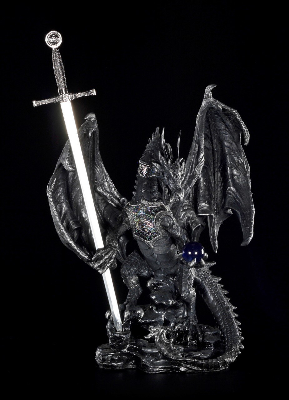 Dragon Figurine large - Black with Letter Opener
