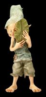 Pixie Goblin Figurine hiding behind Leaf