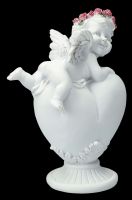 Angel Figurine - Cherub with Wreath of Roses on Heart