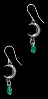 Crescent Moon Earrings - Green Tears of Moon