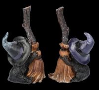 Cat Figurines Set of 2 - Witch&#39;s Broom