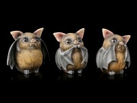 Three wise Bat Figurines - No Evil