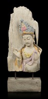 Buddha Figur goß - Meditierend Holzoptik
