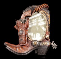 Wilder Westen Bilderrahmen - Pistole mit Cowboy Stiefel