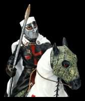 German Templar Knight Figurine on Horse with Spear